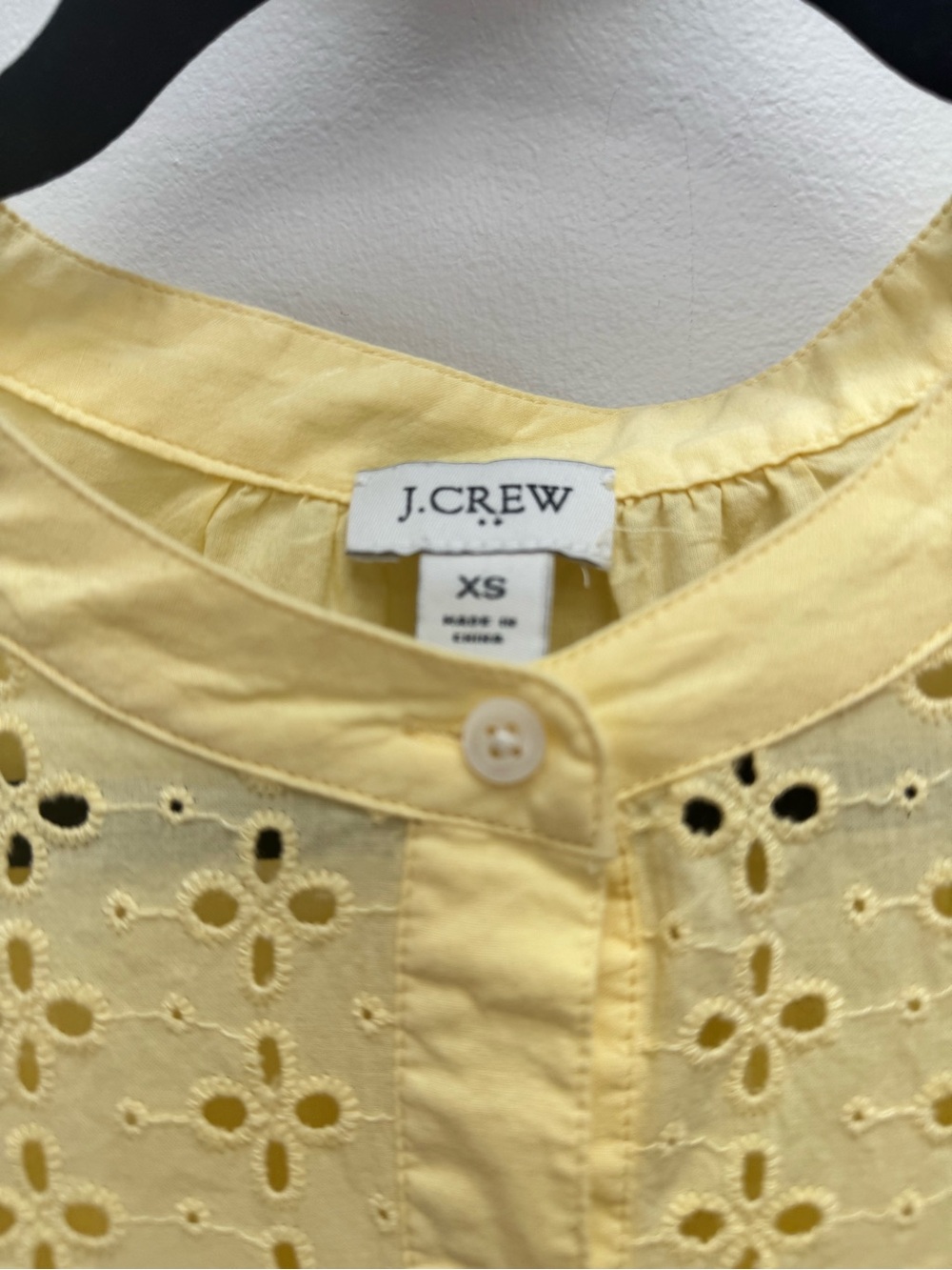 J. Crew Pale Butter Yellow Eyelet Button-Front Blouse - Picture 3 of 5
